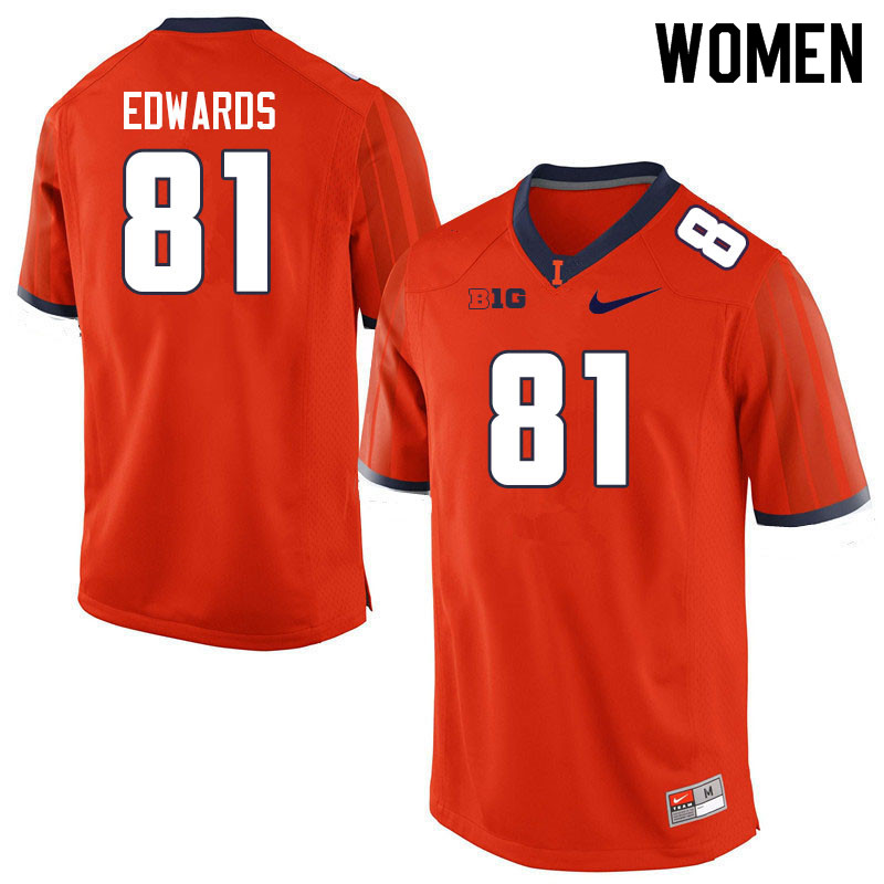 Women #81 Daniel Edwards Illinois Fighting Illini College Football Jerseys Sale-Orange